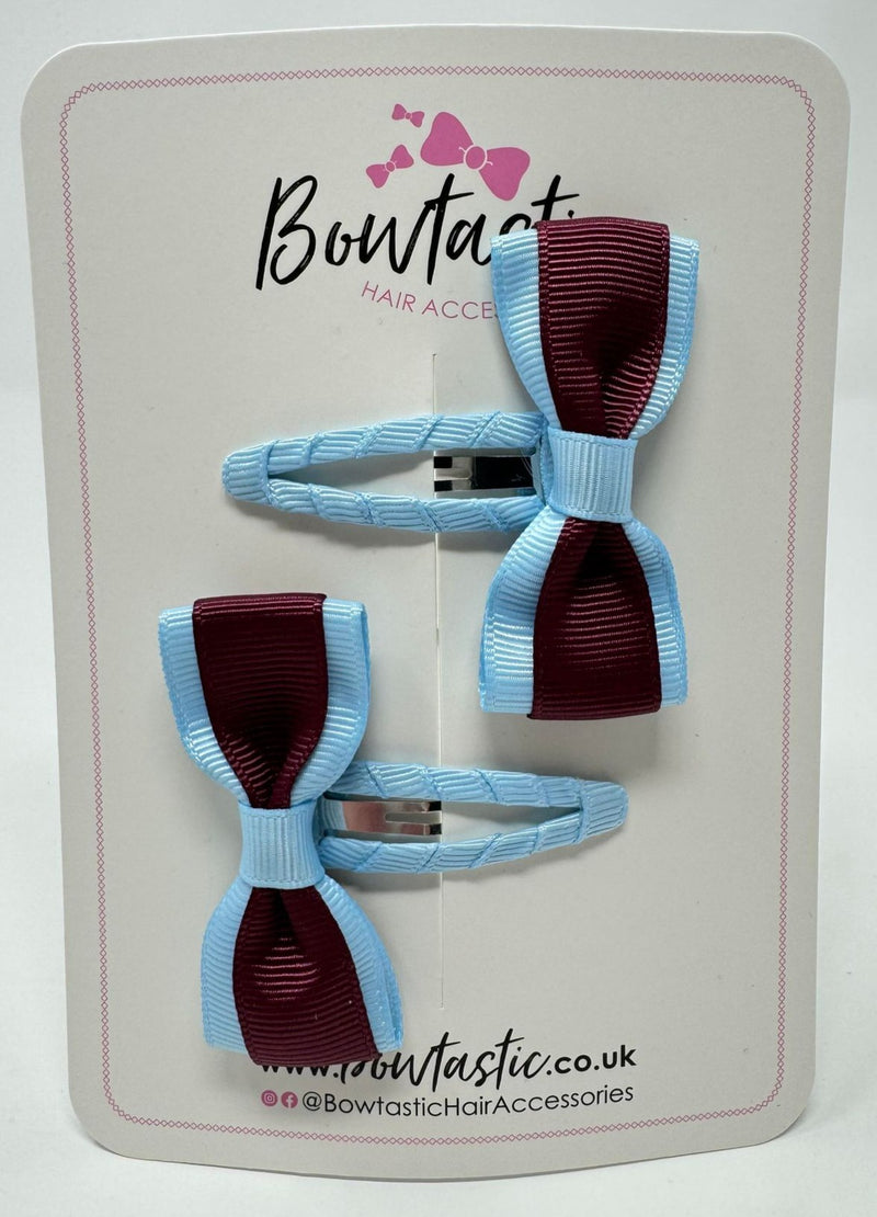 2.5 Inch Tuxedo Snap Clip - Burgundy & Blue Topaz - 2 Pack