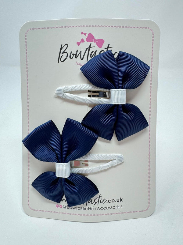 2.5 Inch Butterfly Snap Clips - Navy & White - 2 Pack