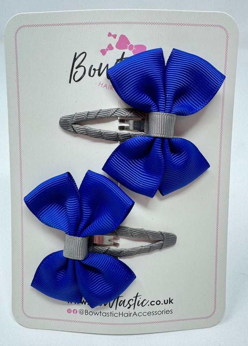 2.5 Inch Butterfly Snap Clips - Cobalt & Metal Grey - 2 Pack