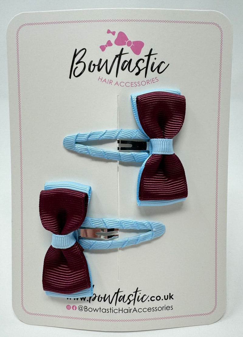 1.75 Inch Snap Clip - Burgundy & Blue Topaz - 2 Pack