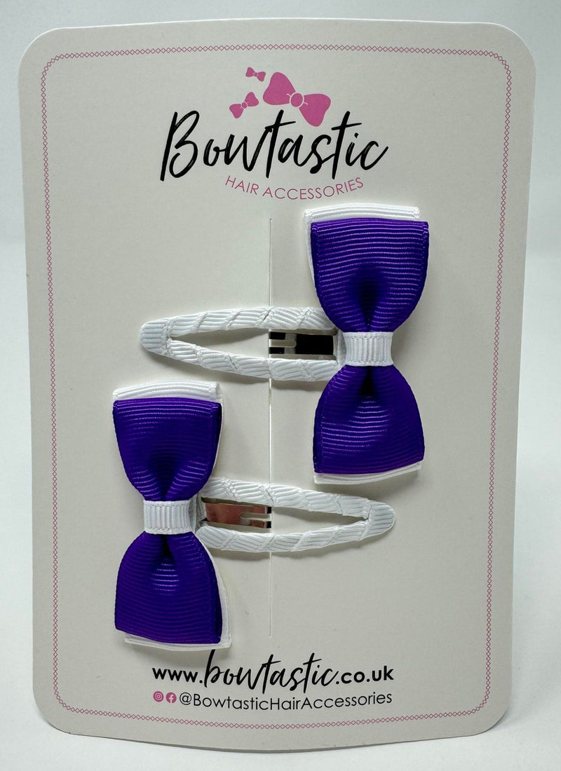 1.75 Inch Snap Clip - Purple & White - 2 Pack