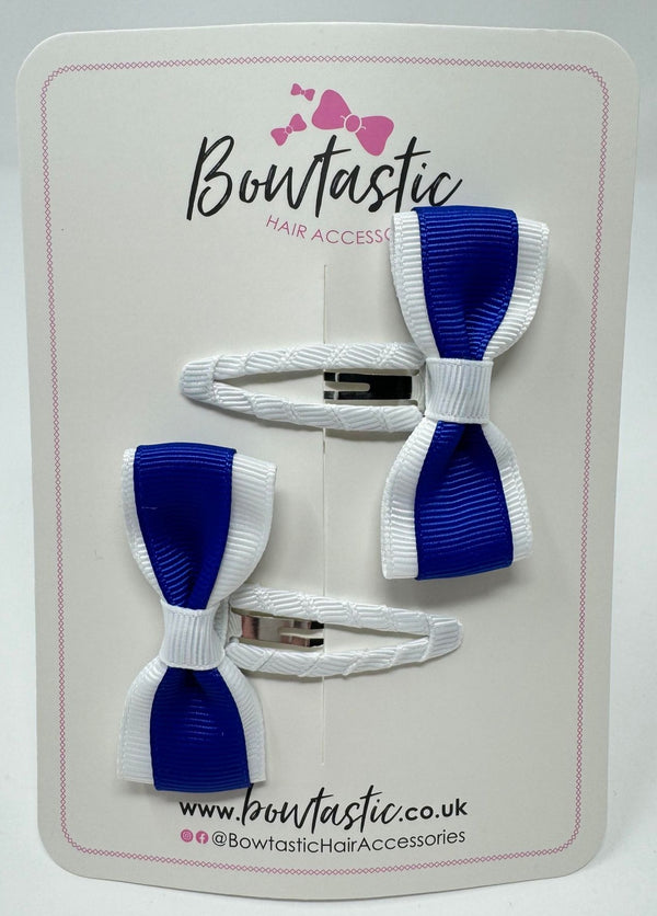 2.5 Inch Tuxedo Snap Clip - Cobalt & White - 2 Pack