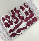 School Bundle - 5 Matching Pairs - Burgundy & White - Clips & Bobbles