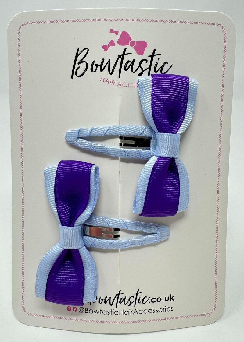 2.5 Inch Tuxedo Snap Clip - Purple & Bluebell - 2 Pack