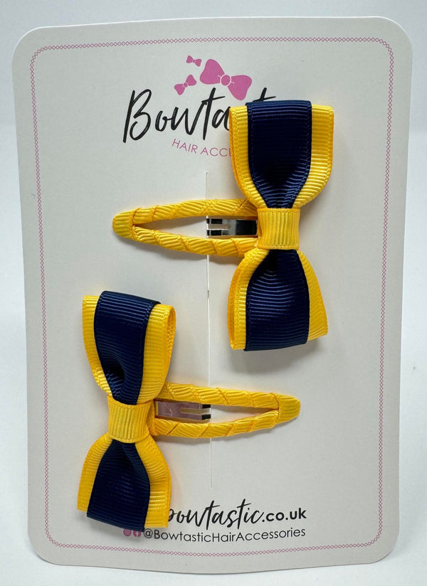 2.5 Inch Tuxedo Snap Clip - Navy & Yellow Gold - 2 Pack