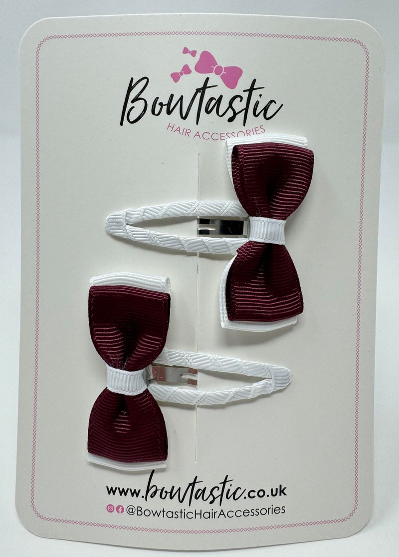 1.75 Inch Snap Clip - Burgundy & White - 2 Pack