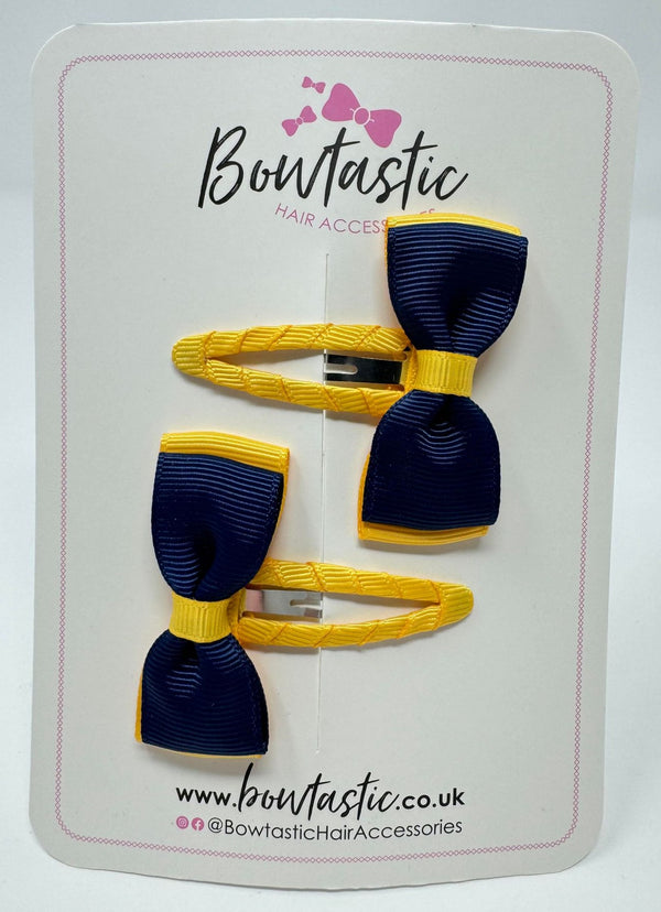 1.75 Inch Snap Clip - Navy & Yellow Gold - 2 Pack