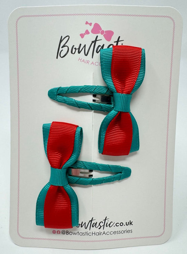 2.5 Inch Tuxedo Snap Clip - Red & Jade Green - 2 Pack