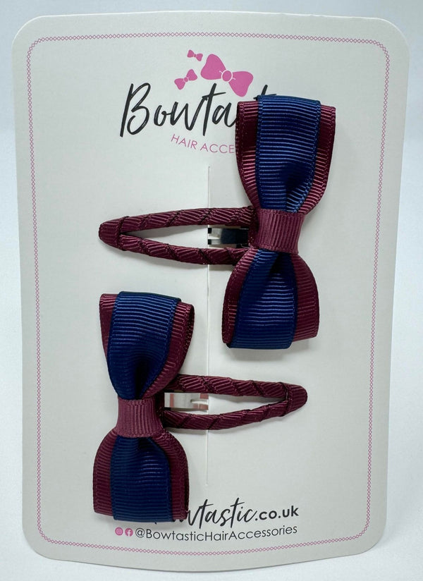 2.5 Inch Tuxedo Snap Clip - Burgundy & Navy - 2 Pack