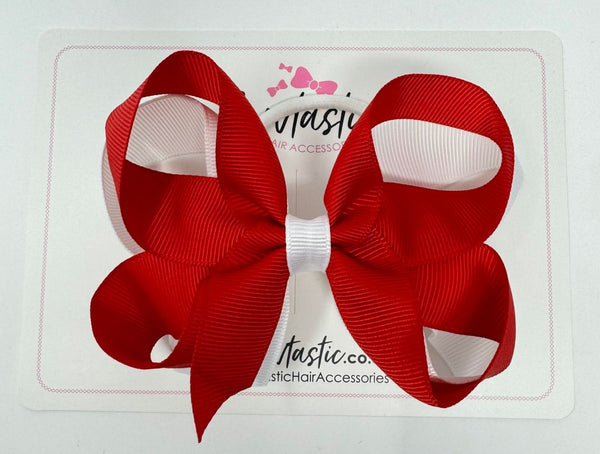 4 Inch 2 Layer Bow Bobble - Red & White