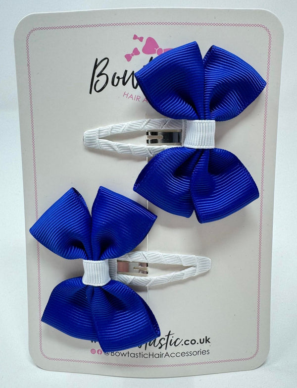 2.5 Inch Butterfly Snap Clips - Cobalt & White - 2 Pack