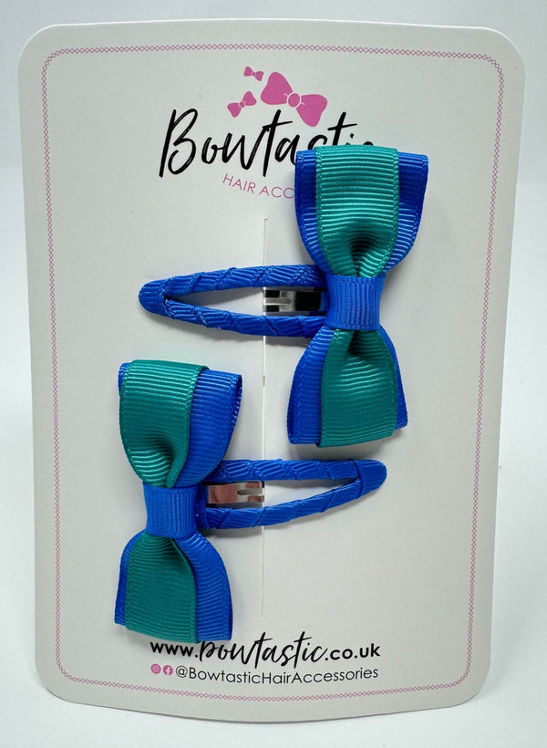 2.5 Inch Tuxedo Snap Clip - Royal Blue & Jade Green - 2 Pack