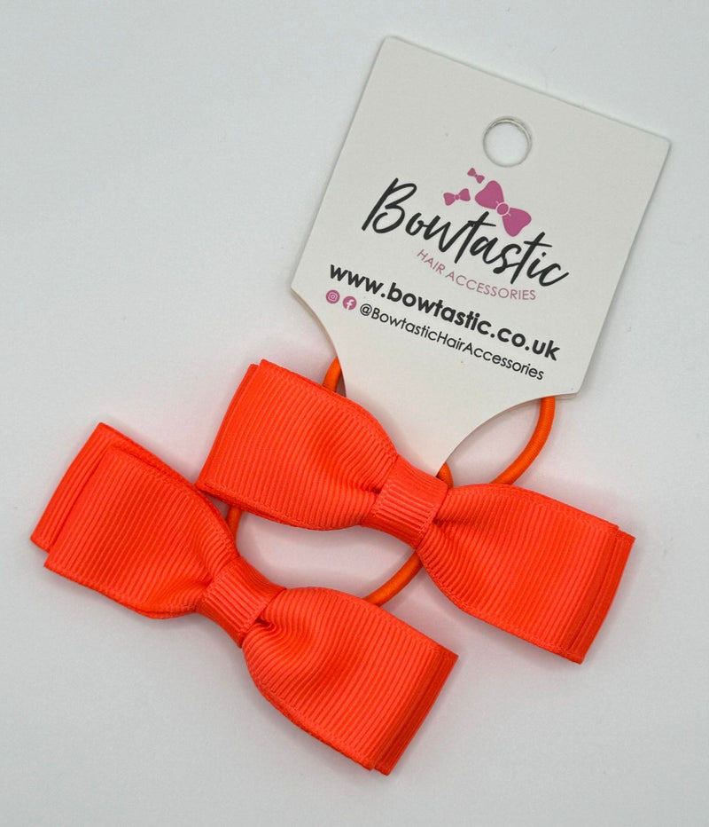 2.75 Inch Flat Bow Thin Elastic - Neon Orange - 2 Pack