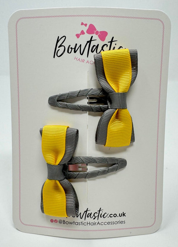 2.5 Inch Tuxedo Snap Clip - Yellow Gold & Metal Grey - 2 Pack