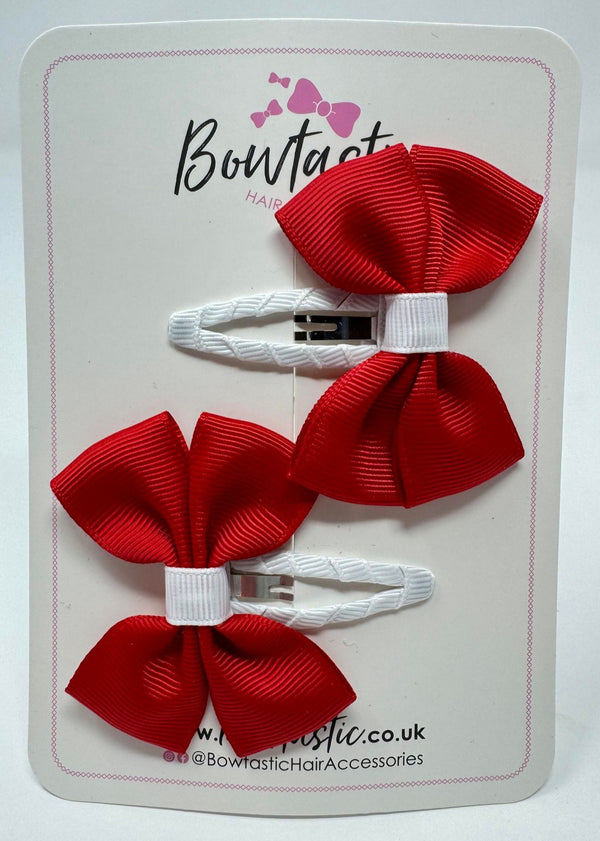 2.5 Inch Butterfly Snap Clips - Red & White - 2 Pack