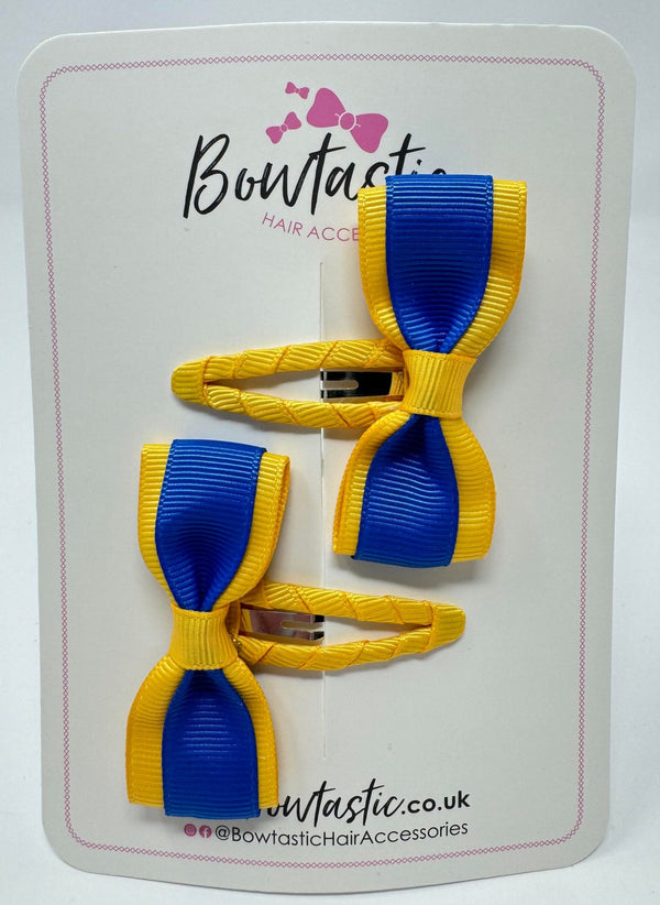 2.5 Inch Tuxedo Snap Clip - Royal Blue & Yellow Gold - 2 Pack