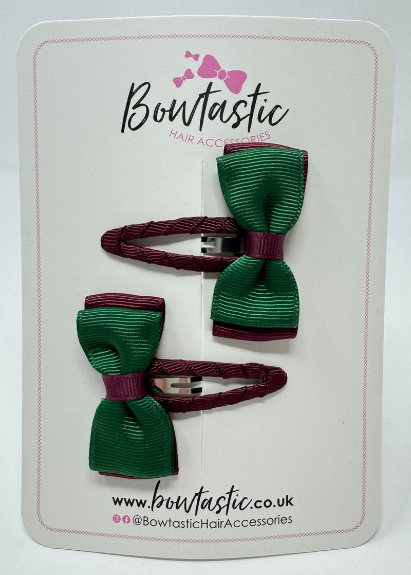 1.75 Inch Snap Clip - Forest Green & Burgundy - 2 Pack