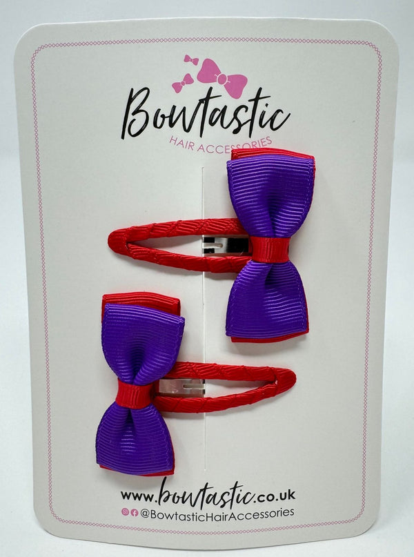 1.75 Inch Snap Clip - Red & Purple - 2 Pack