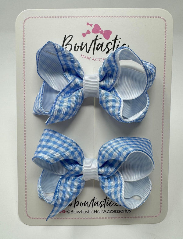 3 Inch Bows - Blue & White Gingham - 2 Pack