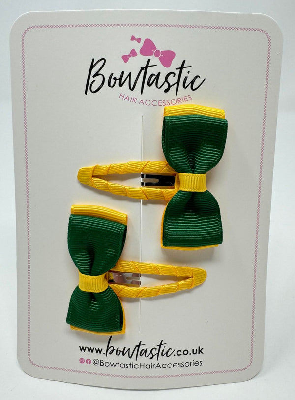 1.75 Inch Snap Clip - Forest Green & Yellow Gold - 2 Pack