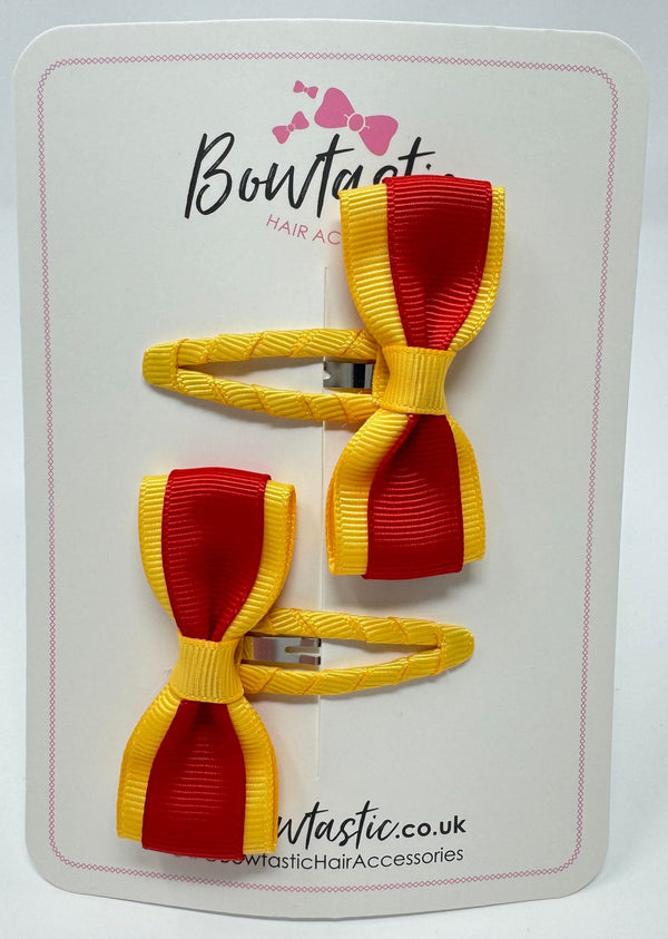 2.5 Inch Tuxedo Snap Clip - Red & Yellow Gold - 2 Pack