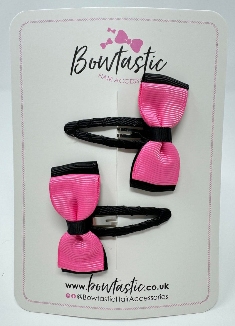 1.75 Inch Snap Clip - Black & Hot Pink - 2 Pack