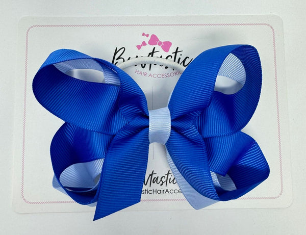 4 Inch 2 Layer Bow Bobble - Royal Blue & Bluebell