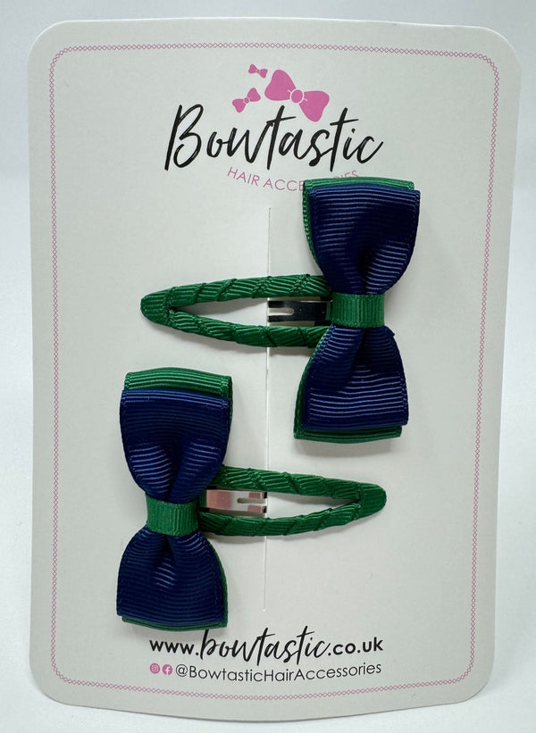 1.75 Inch Snap Clip - Forest Green & Navy - 2 Pack