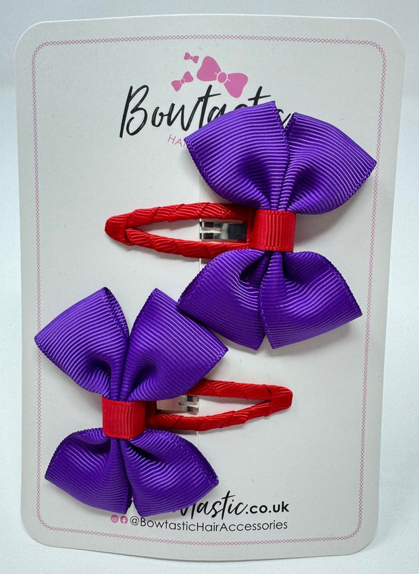 2.5 Inch Butterfly Snap Clips - Red & Purple - 2 Pack