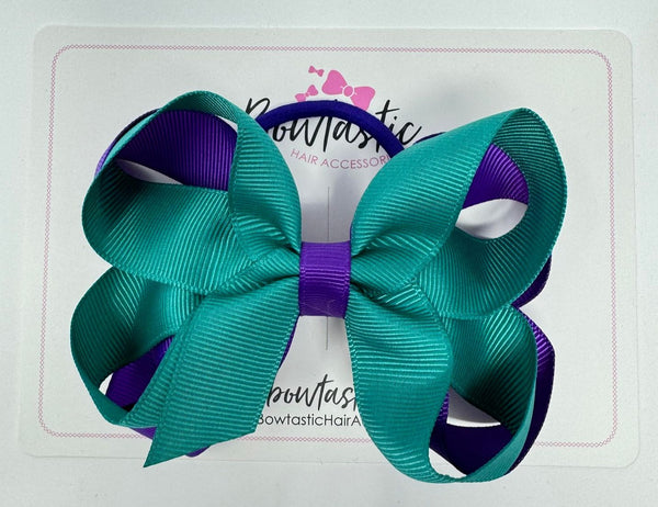 4 Inch 2 Layer Bow Bobble - Purple & Jade Green