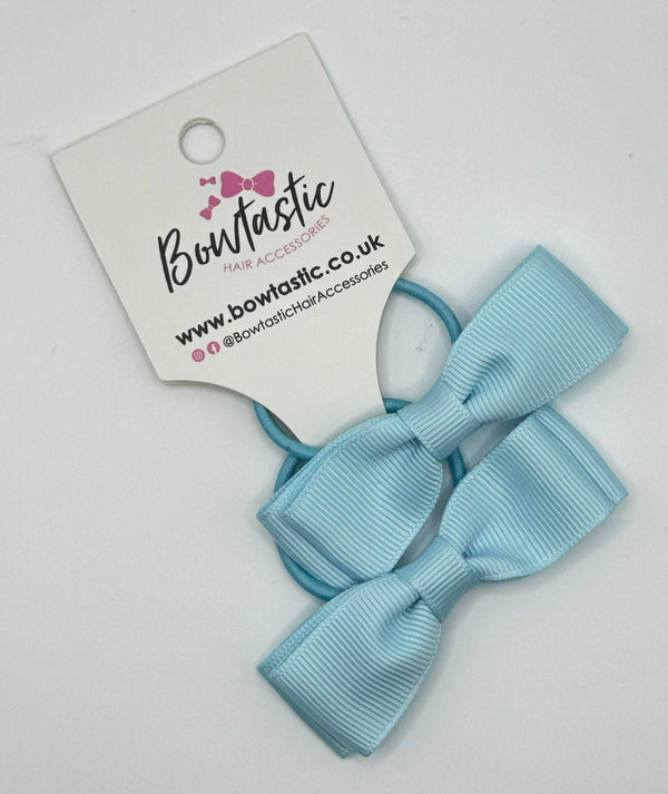 2.75 Inch Flat Bow Thin Elastic - Light Blue - 2 Pack