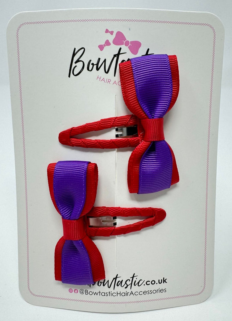 2.5 Inch Tuxedo Snap Clip - Red & Purple - 2 Pack