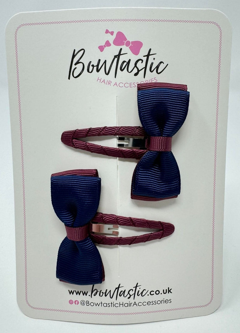 1.75 Inch Snap Clip - Burgundy & Navy - 2 Pack