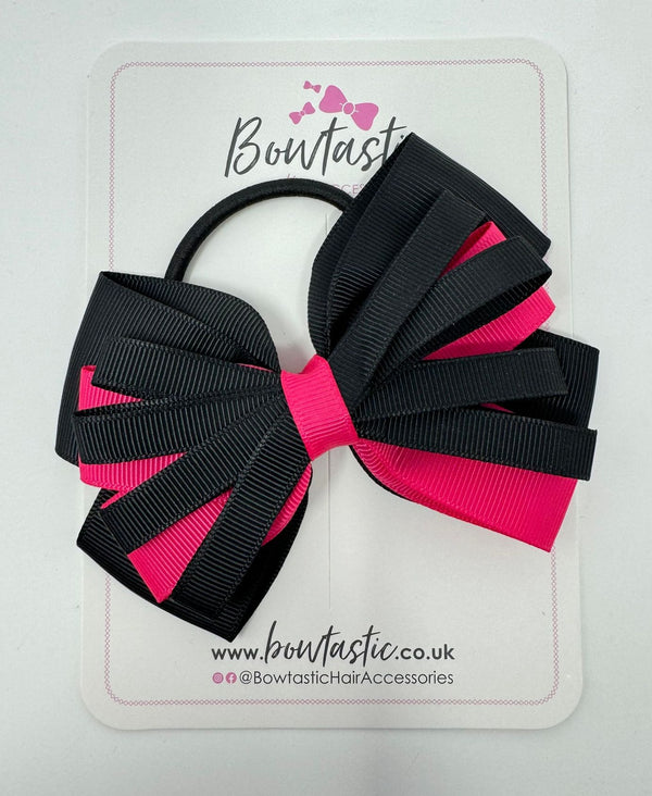 4 Inch Loop Bow Bobble - Shocking Pink & Black