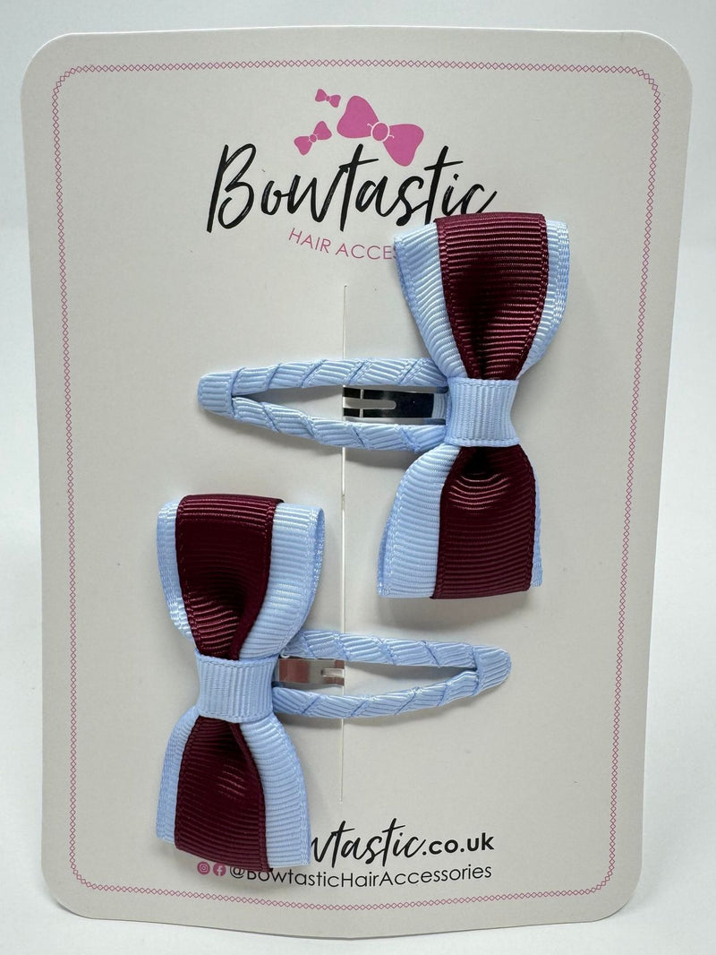 2.5 Inch Tuxedo Snap Clip - Burgundy & Bluebell - 2 Pack