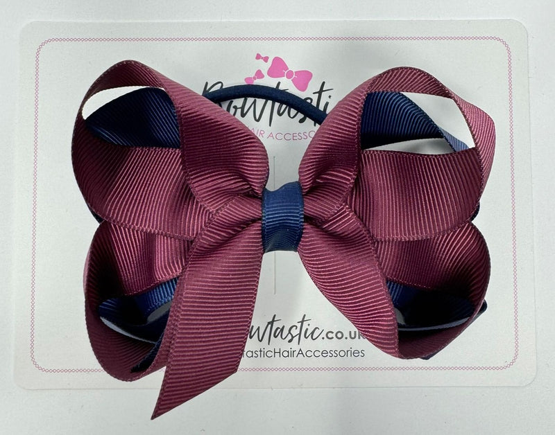 4 Inch 2 Layer Bow Bobble - Burgundy & Navy