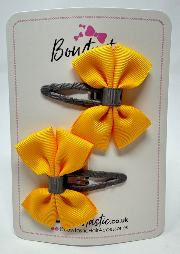 2.5 Inch Butterfly Snap Clips - Yellow Gold & Metal Grey - 2 Pack