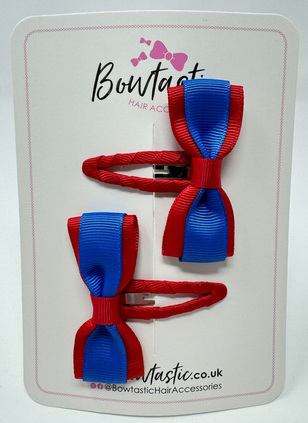 2.5 Inch Tuxedo Snap Clip - Red & Royal Blue - 2 Pack