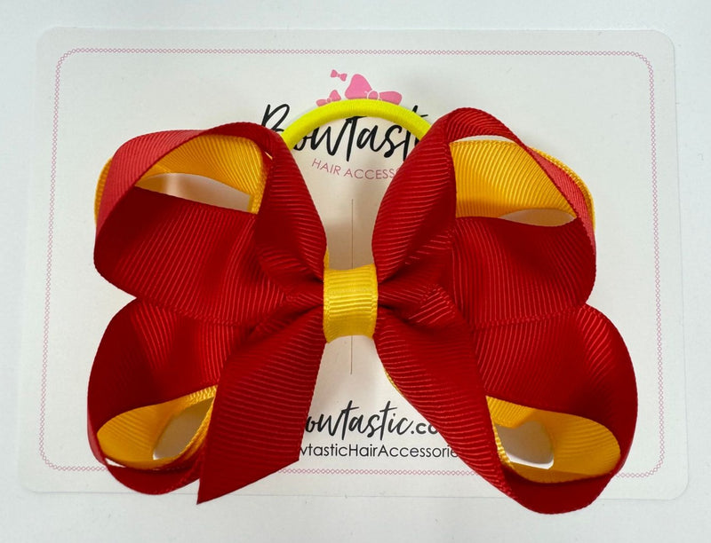 4 Inch 2 Layer Bow Bobble - Red & Yellow Gold