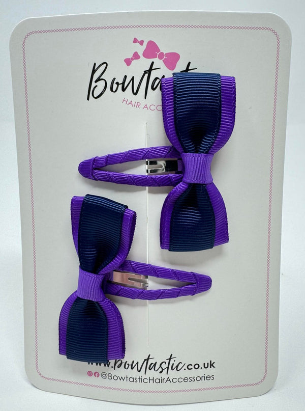 2.5 Inch Tuxedo Snap Clip - Purple & Navy - 2 Pack