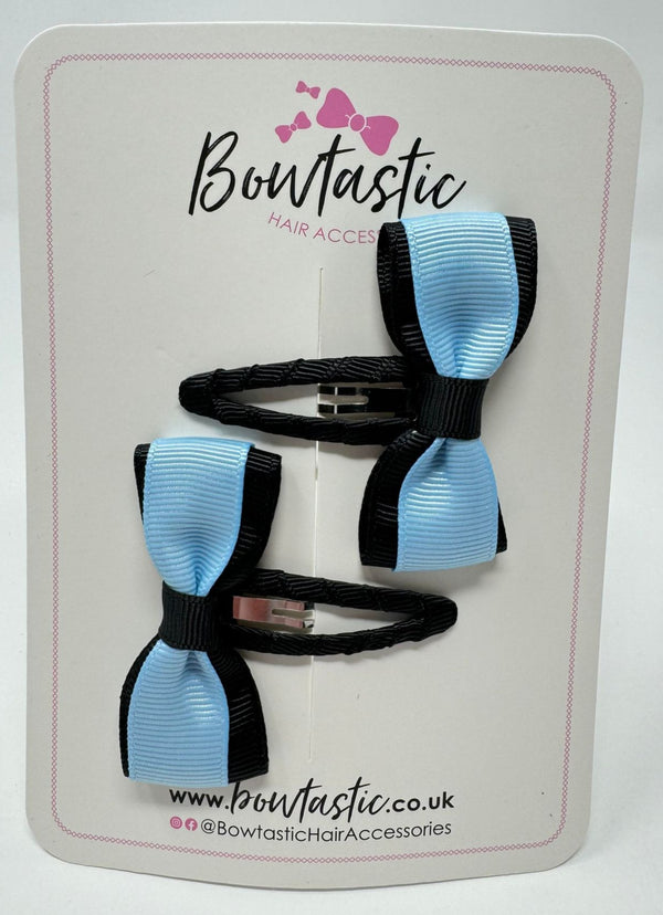 2.5 Inch Tuxedo Snap Clip - Black & Blue Topaz - 2 Pack