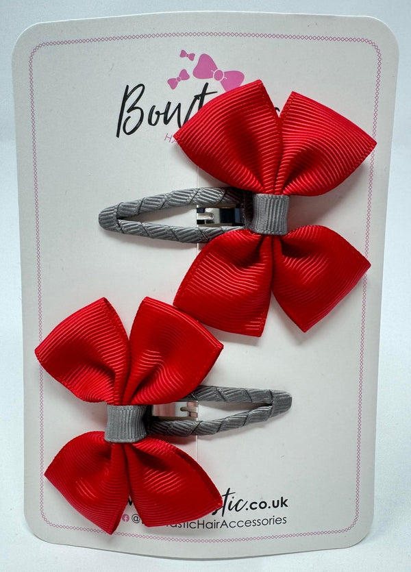 2.5 Inch Butterfly Snap Clips - Red & Metal Grey - 2 Pack