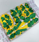 School Bundle - 5 Matching Pairs - Forest Green & Yellow Gold - Clips & Bobbles