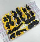 School Bundle - 5 Matching Pairs - Black & Yellow Gold - Clips & Bobbles