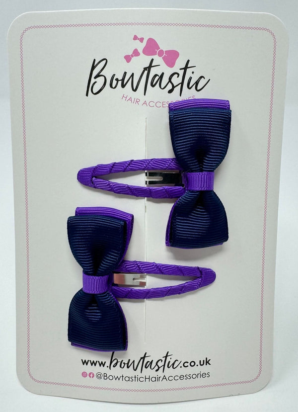 1.75 Inch Snap Clip - Navy & Purple - 2 Pack