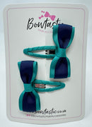 2.5 Inch Tuxedo Snap Clip - Jade Green & Navy - 2 Pack