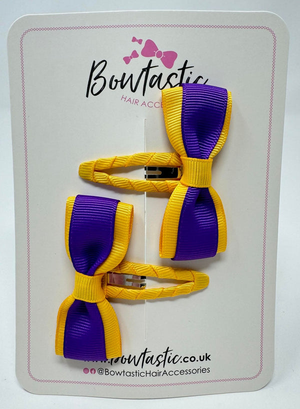 2.5 Inch Tuxedo Snap Clip - Purple & Yellow Gold - 2 Pack