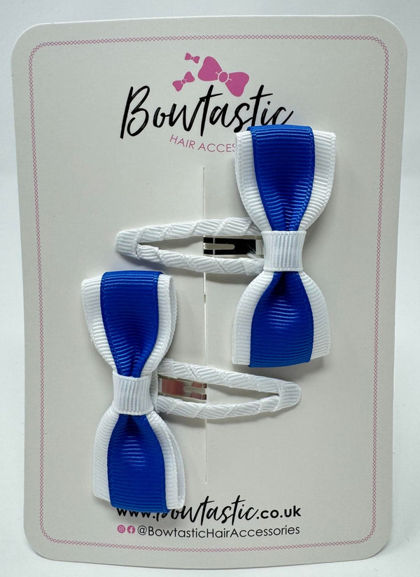 2.5 Inch Tuxedo Snap Clip - Royal Blue & White - 2 Pack