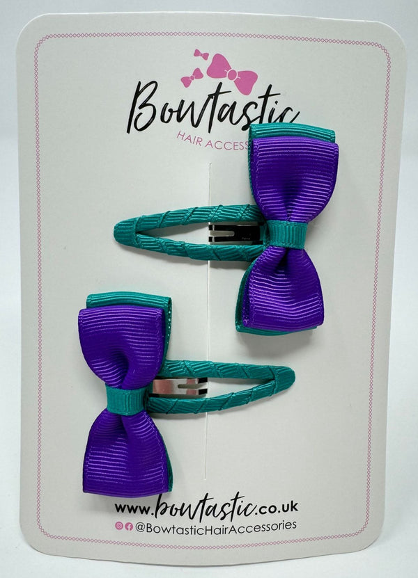 1.75 Inch Snap Clip - Purple & Jade Green - 2 Pack