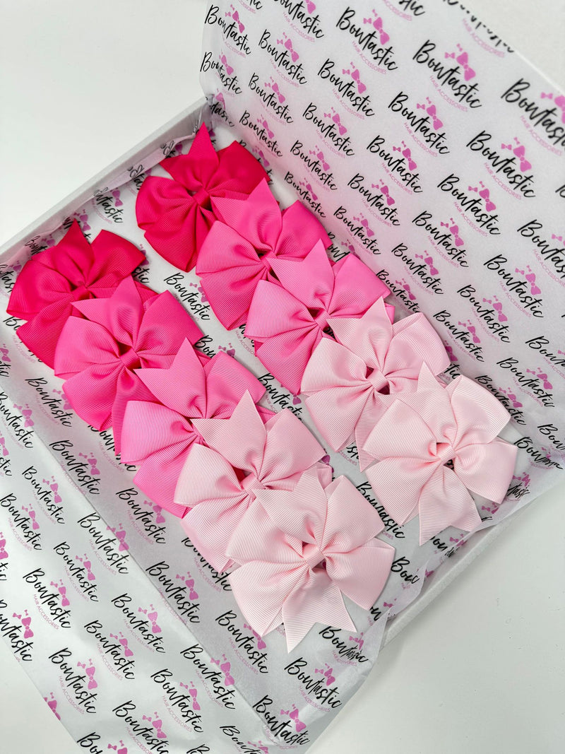 Bow Set - 4 Inch Pinwheel - 10 Pack Clips - Pinks